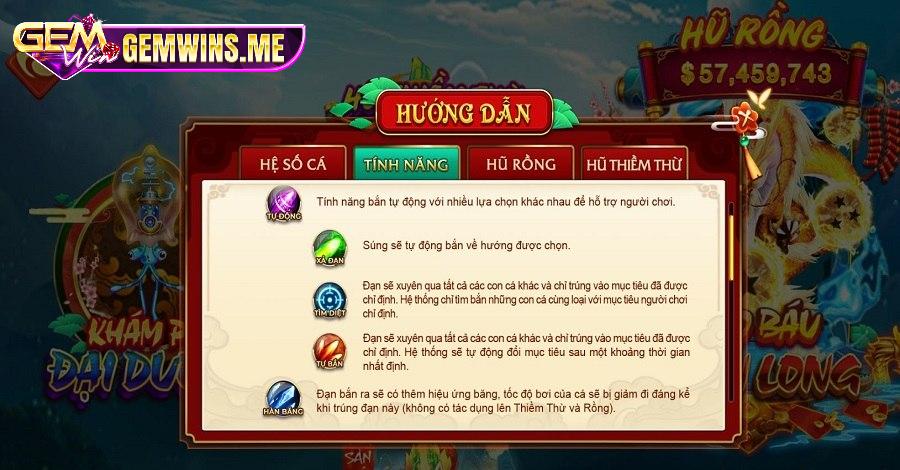 Các tính năng nổi bật trong tựa game Vua Bắn Cá