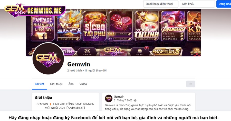 Ngoài những cách liên hệ Gemwin phía trên bạn cũng có thể nhận giải đáp qua kênh Fanpage